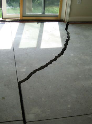 severely cracked foundation slab floor in Gowanda