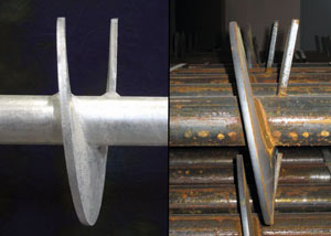 a proper and improper helical blade system in two different foundation piers in Lancaster.