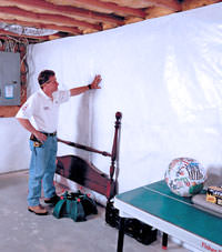 Plastic 20-mil vapor barrier for dirt basements, East Aurora, New York installation