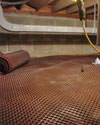 Crawl space drainage matting installed in a home in Angola