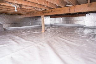 A complete crawl space vapor barrier in Hamburg installed by our contractors