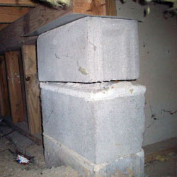 Collapsing crawl space support pillars Springville