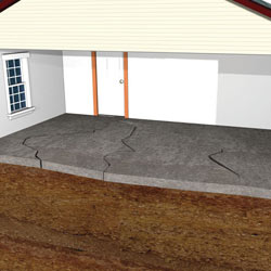 Illustration of a sinking concrete slab floor