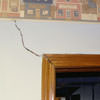 A large settlement crack on interior drywall in a Alden home.