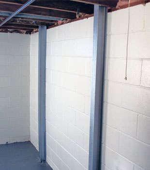 A PowerBrace™ i-beam foundation wall repair system in Buffalo
