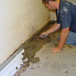 Testing a French drain system in a Depew home.