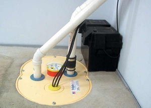 Alden installation of a submersible sump pump system