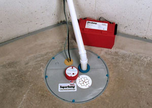 A sump pump system with a battery backup system installed in Clarence