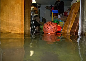 A flooded basement bedroom in Newfane